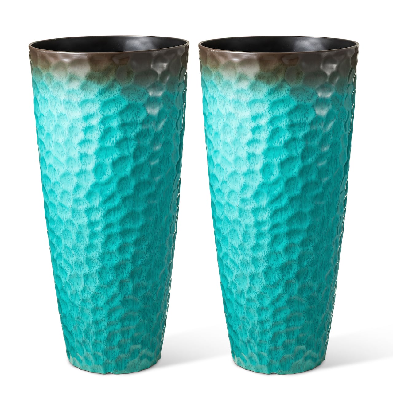 Glitzhome® Oversized Turquoise Honeycomb Textured Tall Plastic Planters, 2ct.